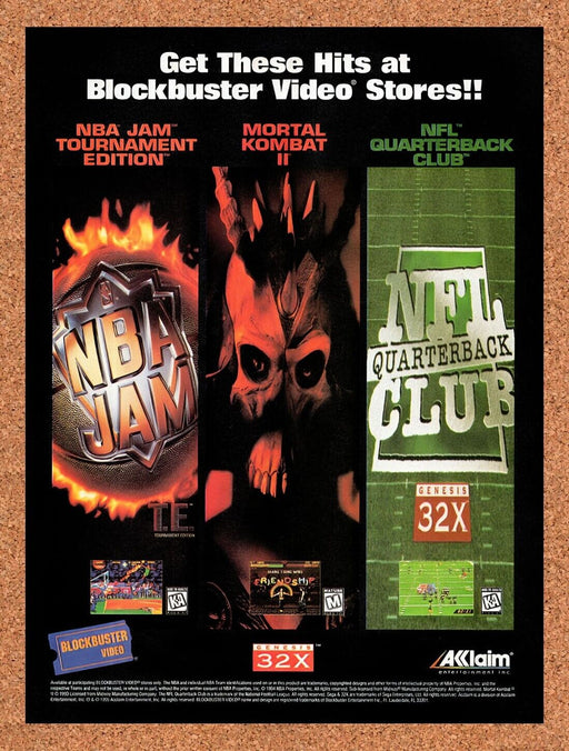 1995 Blockbuster Acclaim Video Game Rentals Original Ad v13 - for just $17.99! 