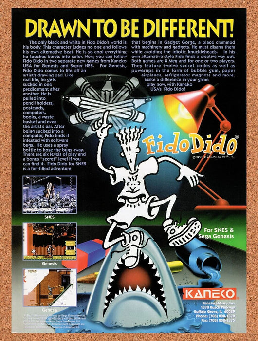 1993 Fido Dido SNES Original Ad v1 - for just $17.99! 