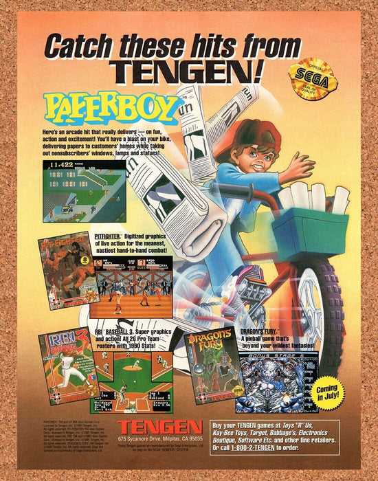 1992 Paperboy Genesis Original Ad - for just $17.99! 