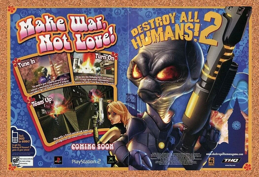 2007 Destroy All Humans 2 Xbox Original Ad v2 - for just $21.49! 