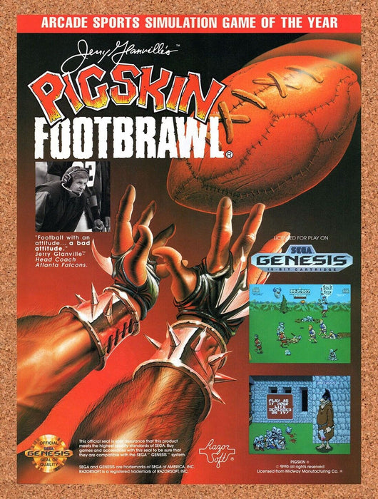 1993 Pigskin Footbrawl Genesis Original Ad v1 - for just $16.19! 