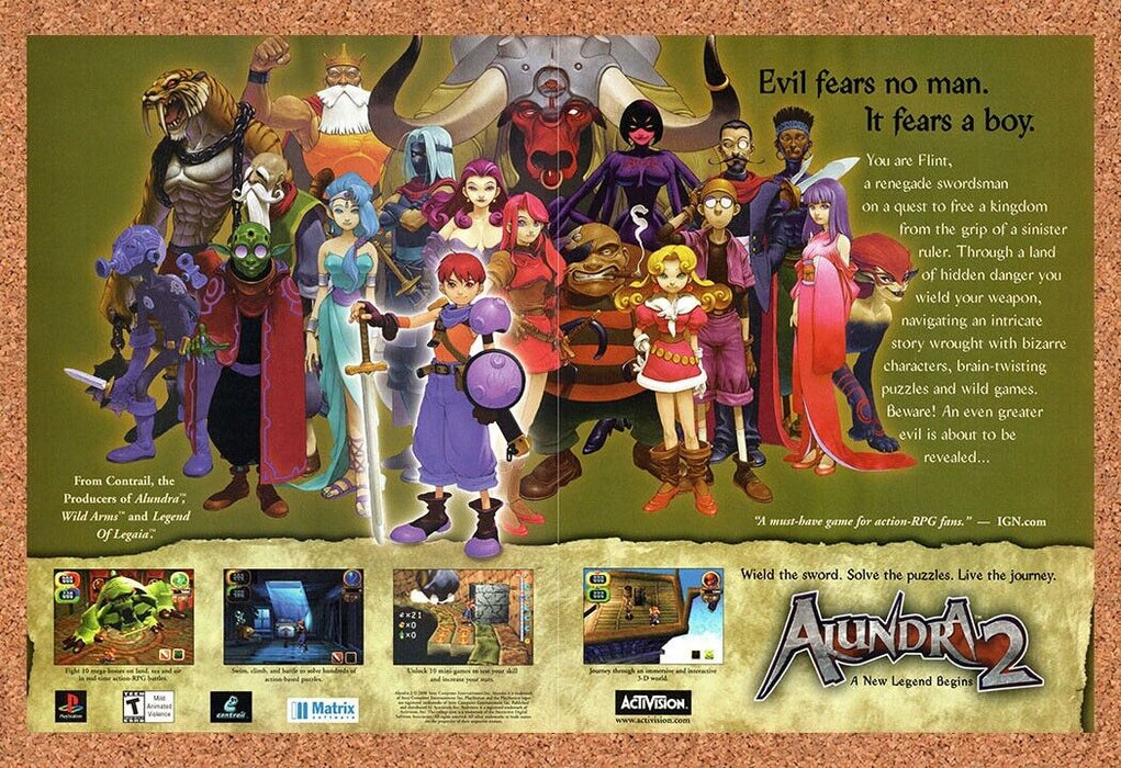 2000 Alundra 2 PS1 Original Ad v1 - for just $19.34! 