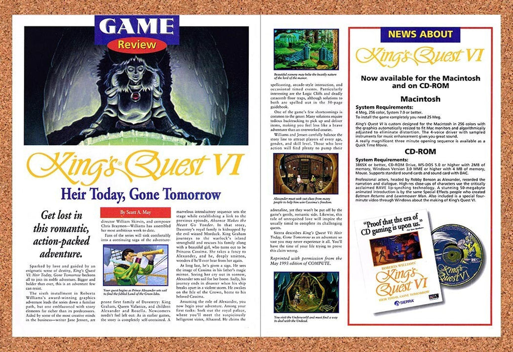 1993 Kings Quest VI Heir Today Gone Tomorrow PC Original Ad v2 - for just $21.49! 