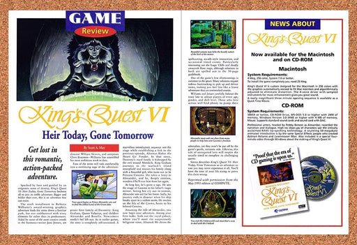 1993 Kings Quest VI Heir Today Gone Tomorrow PC Original Ad v2 - for just $21.49! 