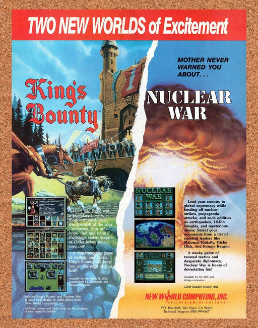 1991 New World Computing PC Games Original Ad v1 - for just $17.99! 