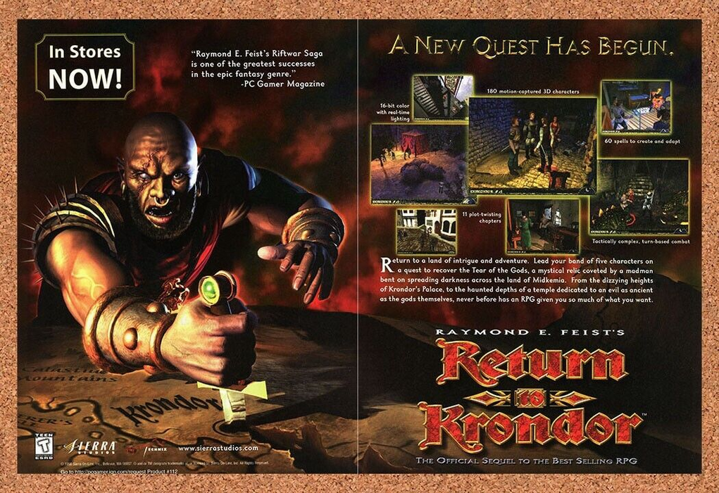 1999 Return to Krondor PC Original Ad - for just $21.49! 