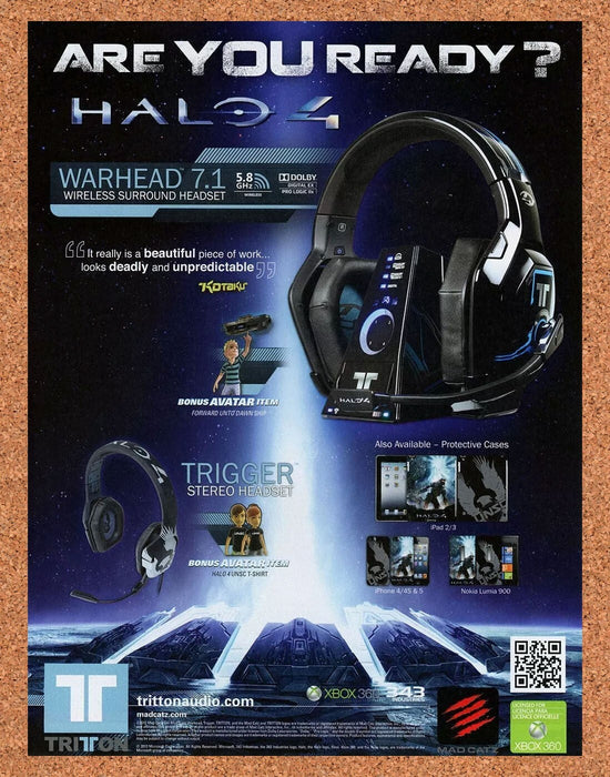 2012 Halo 4 Warhead 7.1 Wireless Surround Headset Original Ad v3 - for just $17.84! 