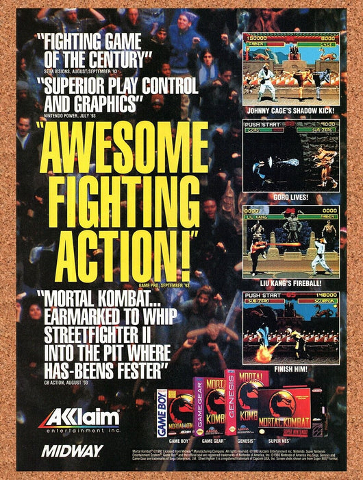 1993 Mortal Kombat SNES Original Ad v18 - for just $17.99! 