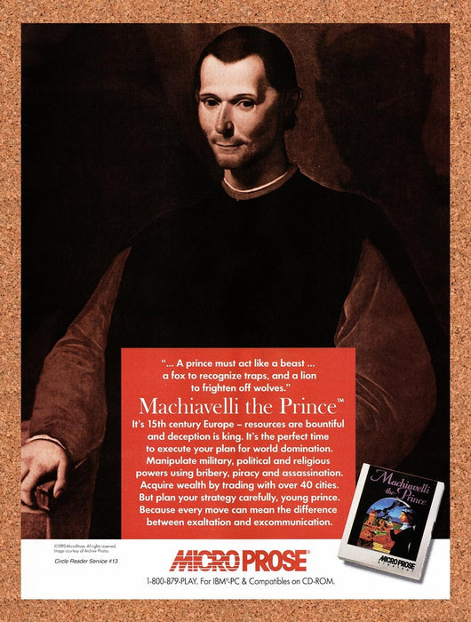1995 Machiavelli The Prince PC Original Ad v1 - for just $17.99! 