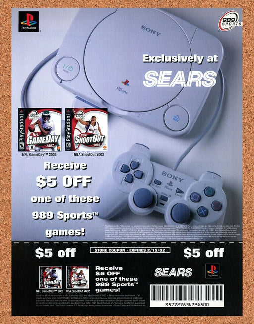 2002 Sears PS1 Original PlayStation Mini Ad v1 - for just $17.99! 