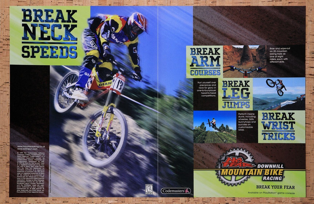 1999 NO FEAR Downhill Mountain Biking PS1 Original Ad v1 - for just $21.49! 