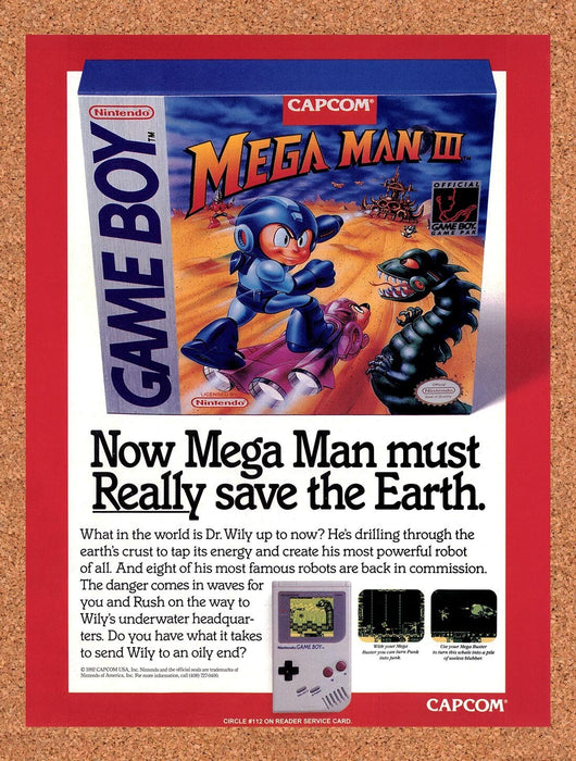 1992 Mega Man III Game Boy Original Ad v3 - for just $17.99! 