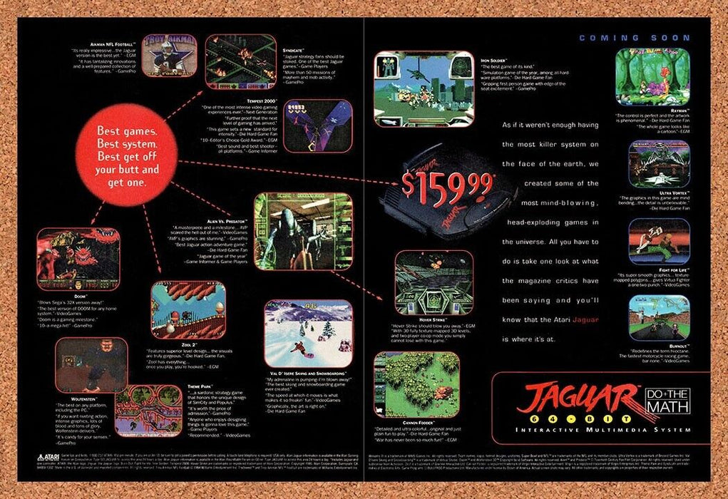 1995 Atari Jaguar 64-Bit Console Original Ad v4 - for just $21.49! 