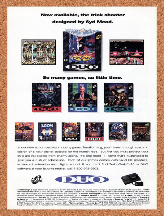 1994 Turbo Duo Games Original Ad v1 - for just $17.99! 