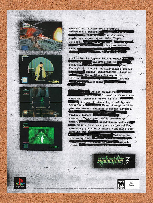 2002 Syphon Filter 3 PS1 Original Advertisement v2 - for just $19.49! 