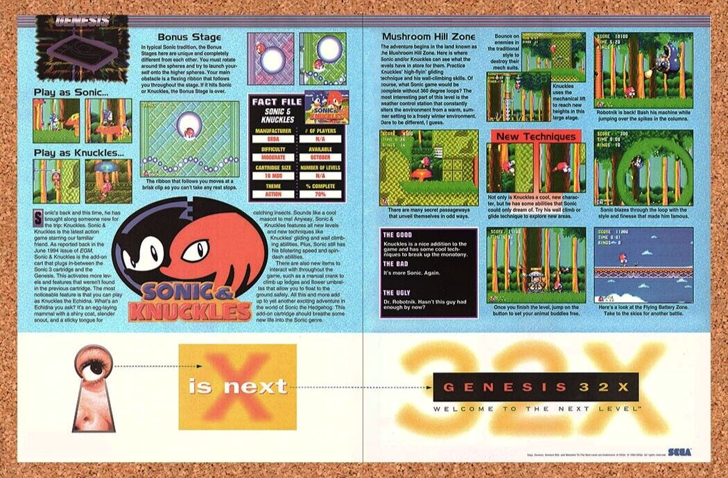 1994 Sonic & Knuckles Genesis Original Ad - for just $21.49! 