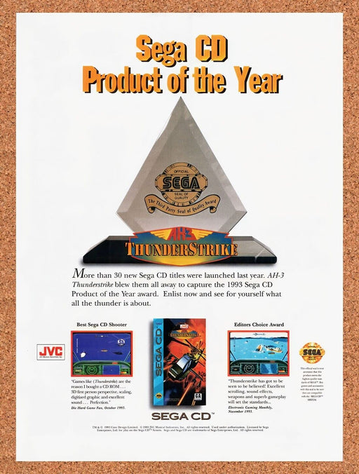 1994 AH-3 Thunderstrike Sega CD Original Ad v1 - for just $17.99! 