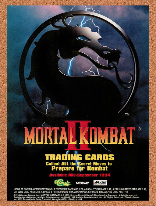 1994 Mortal Kombat II Trading Cards Original Ad v13 - for just $17.99! 