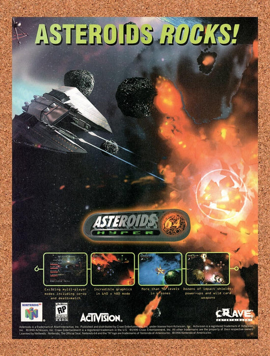1999 Asteroids Hyper 64 N64 Original Ad v2 - for just $17.99! 