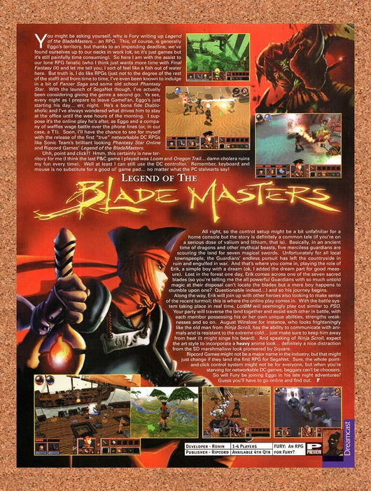 2000 Legend Of The Blade Masters Dreamcast Original Advertisement vr1 - for just $19.49! 