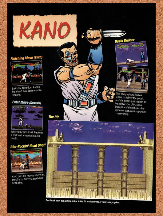 1993 Mortal Kombat Profile Kano Profile Original Ad vr1 - for just $19.49! 