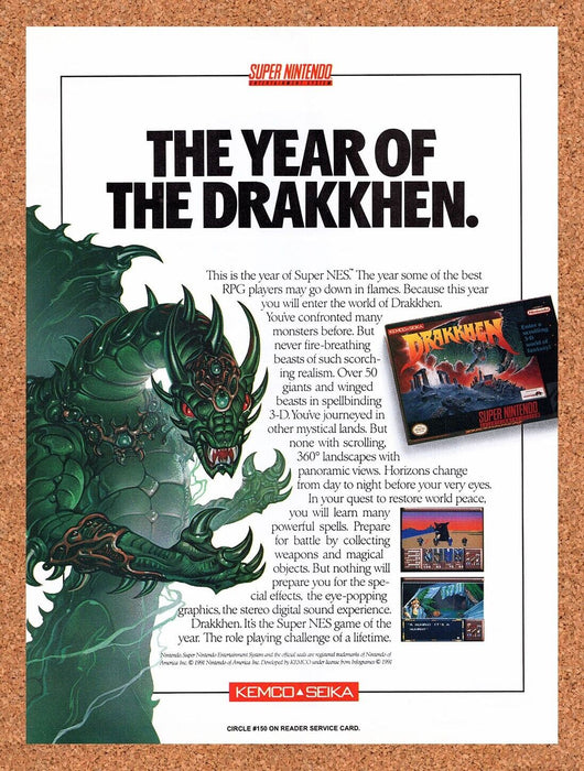 1992 Drakkhen SNES Original Ad v2 - for just $17.99! 