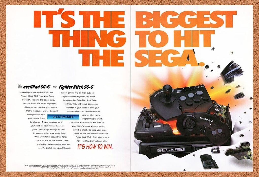 1993 ASCIIWARE Sega Genesis AsciiPad SG-6 Original Ad v9 - for just $22.49! 