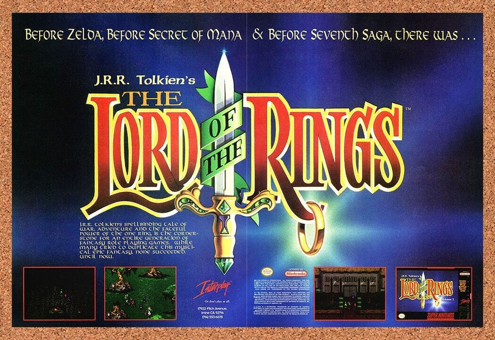 1994 Lord Of The Rings SNES Original Ad - for just $21.49! 