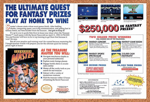 1991 Treasure Master NES Sweepstakes Original Ad v1 - for just $21.49! 