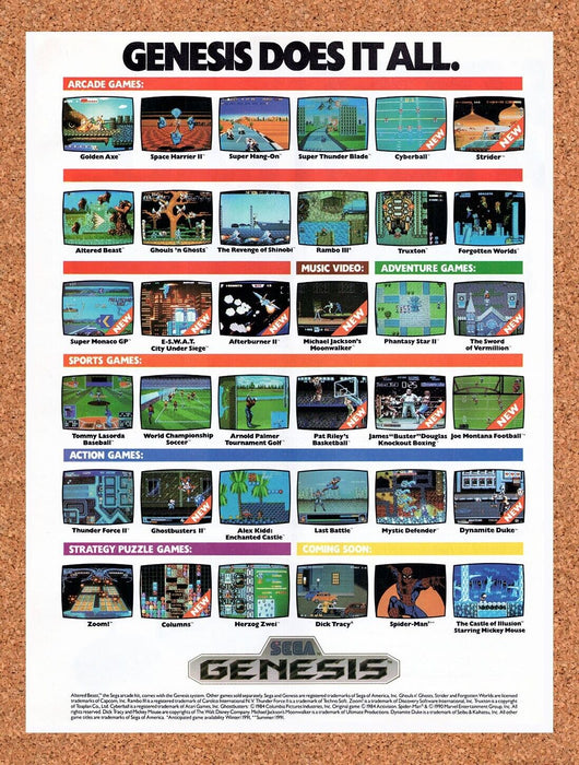 1990 Sega Genesis Console Original Ad v6 - for just $17.99! 