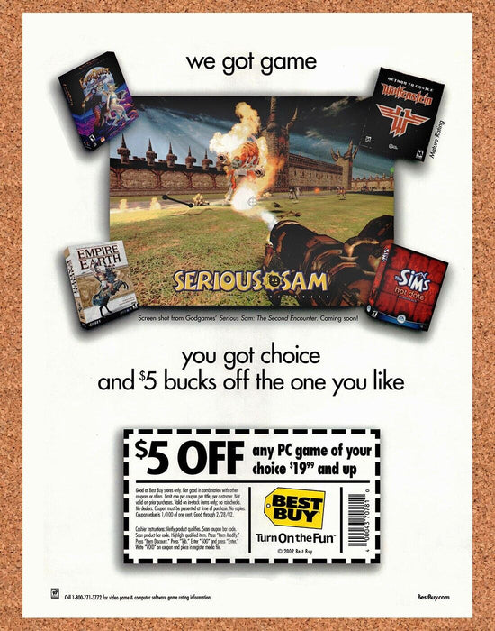 2002 Serious Sam Xbox Original Best Buy Ad v1 - for just $17.99! 