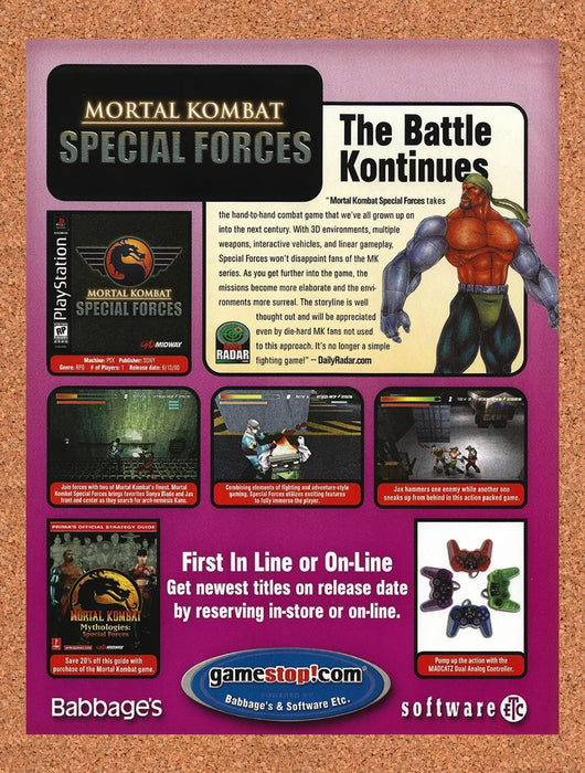2000 Mortal Kombat Special Forces GameStop Original Advertisement v1 - for just $19.49! 