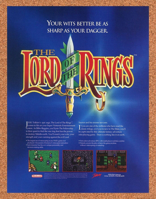 1994 Lord Of The Rings SNES Original Ad - for just $17.99! 