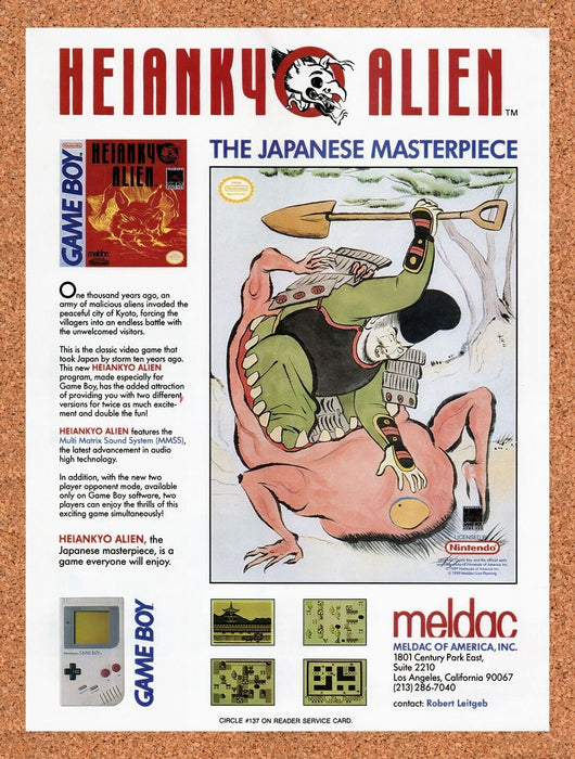 1990 Heiankyo Alien Game Boy Original Ad v2 - for just $17.99! 