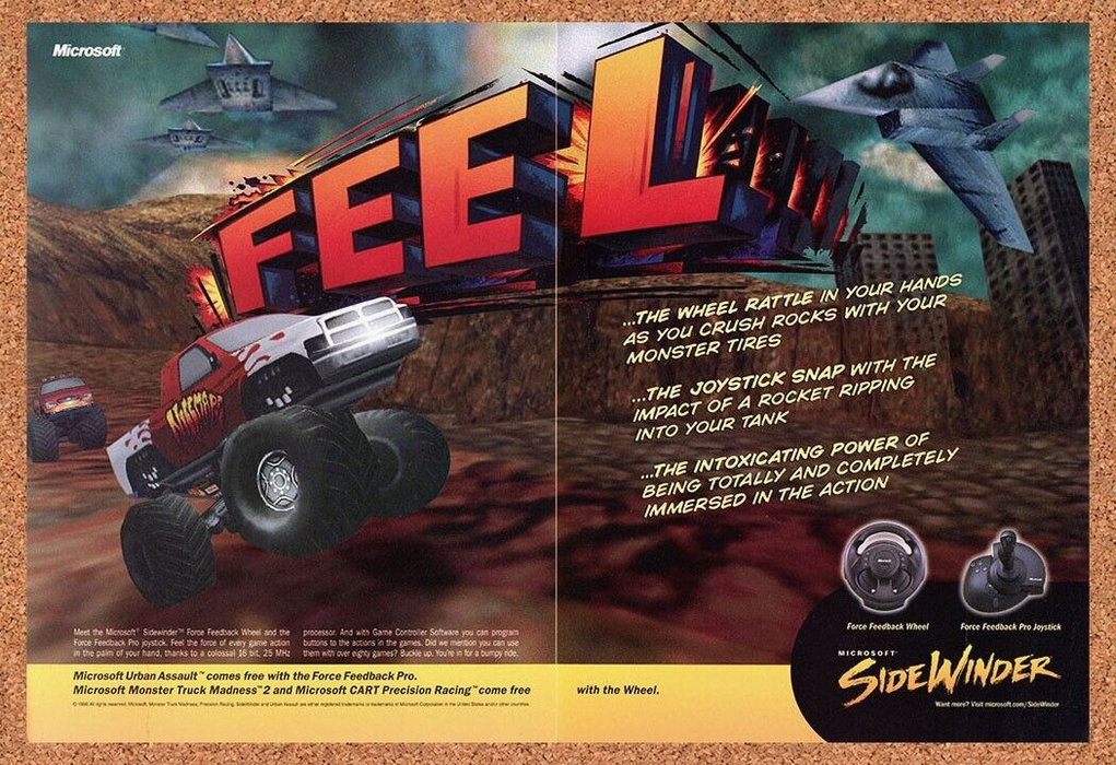 1998 Microsoft Sidewinder Force Feedback Original Ad v2 - for just $21.49! 
