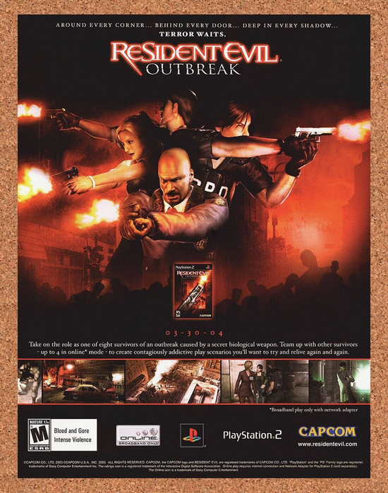 2004 Resident Evil Outbreak PS2 Original Ad v5 - for just $17.99! 