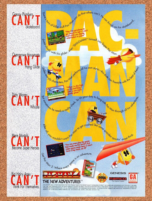 1995 Pac Man 2 Genesis Original Ad v1 - for just $16.19! 