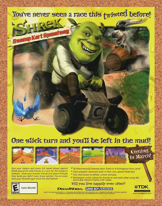 2002 Shrek Swamp Kart Speed Way GBA Original Ad - for just $17.99! 