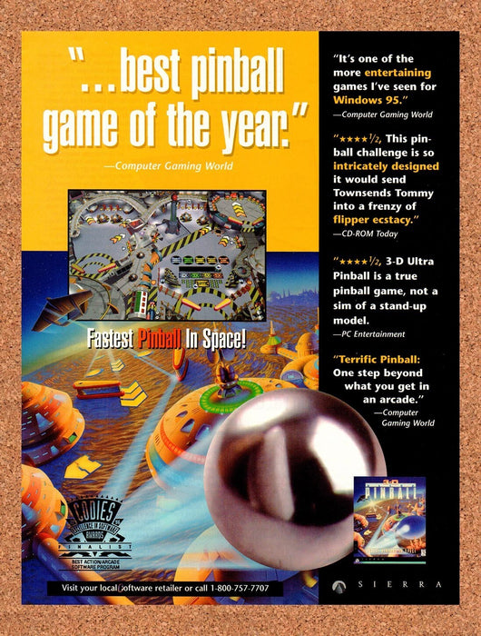 1996 3-D Pinball PC Original Ad v1 - for just $17.99! 