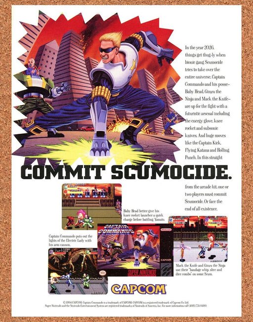 1994 Captain Commando SNES Original Ad - for just $17.99! 