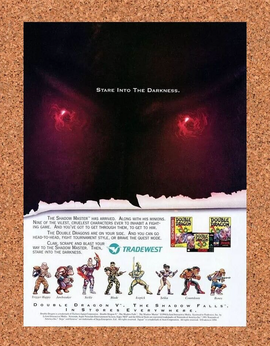 1996 Double Dragon V Shadow Master SNES Original Ad v2 - for just $17.99! 