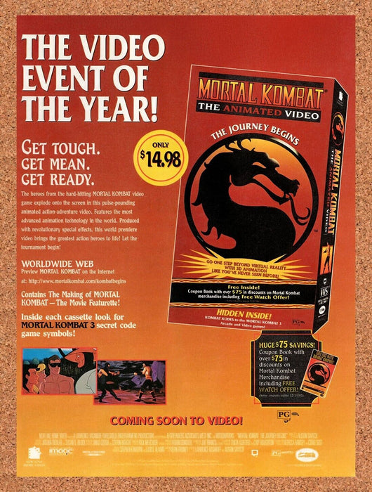 1995 Mortal Kombat Animated VHS Original Ad v1 - for just $17.99! 