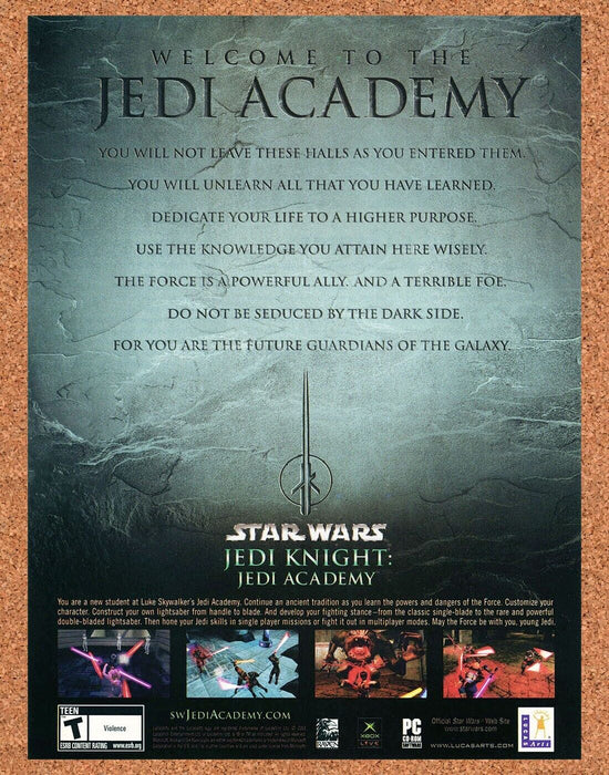 2005 Star Wars Jedi Knight Jedi Academy PC Original Ad - for just $17.99! 