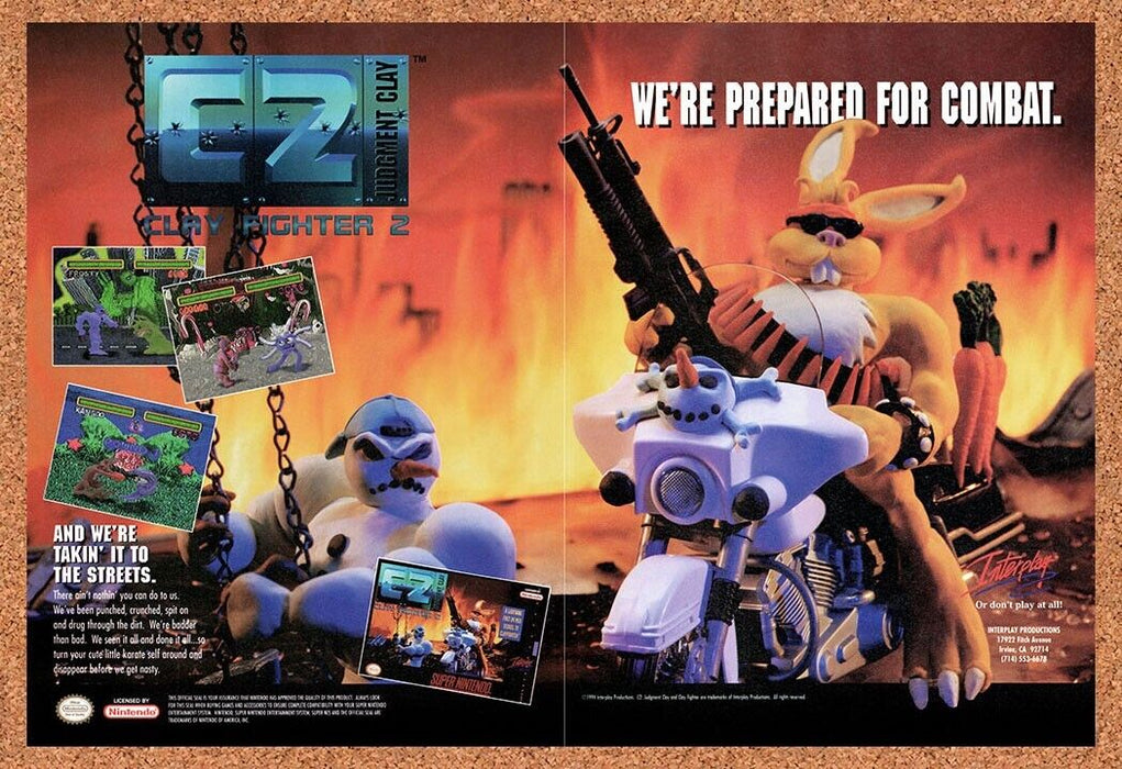 1994 ClayFighter 2 Judgement Clay SNES Original Ad v2 - for just $21.49! 