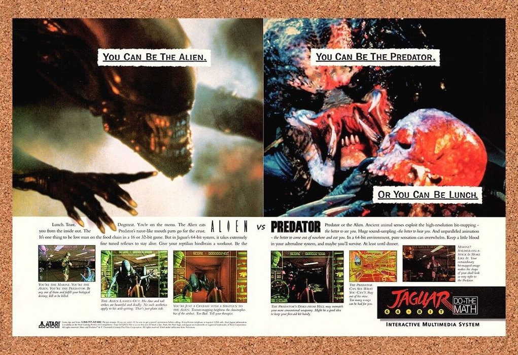 1994 Aliens vs Predator Atari Jaguar Original Ad v1 - for just $21.49! 