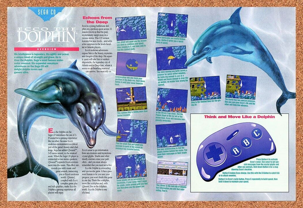 1993 Ecco The Dolphin Sega CD Original Ad v2 - for just $21.49! 