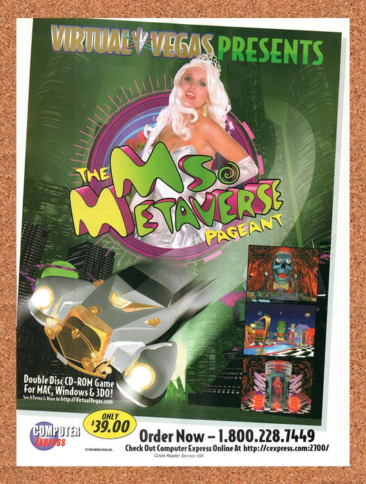 1995 Ms Metaverse Pageant Virtual Vegas CD-ROM Original Ad v1 - for just $17.99! 