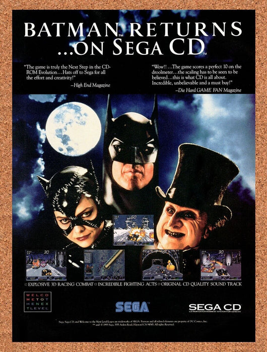 1993 Batman Returns Sega CD Original Ad - for just $17.99! 