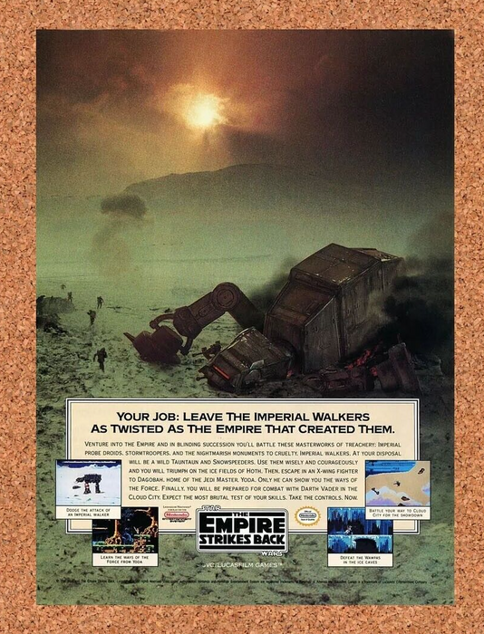 1992 Star Wars Empire Strikes Back NES Original Ad - for just $17.99! 