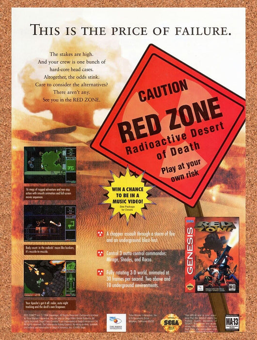 1995 Red Zone Genesis Original Ad v1 - for just $17.99! 